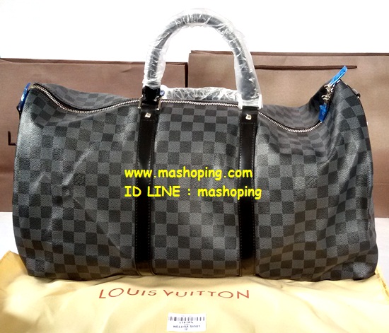 [ตลาดร่ำรวย™] Pre-order กระเป๋า Louis Vuitton Damier Graphite Keepall 55 ลายตารางสีเทาดำ หนังแท้ ...